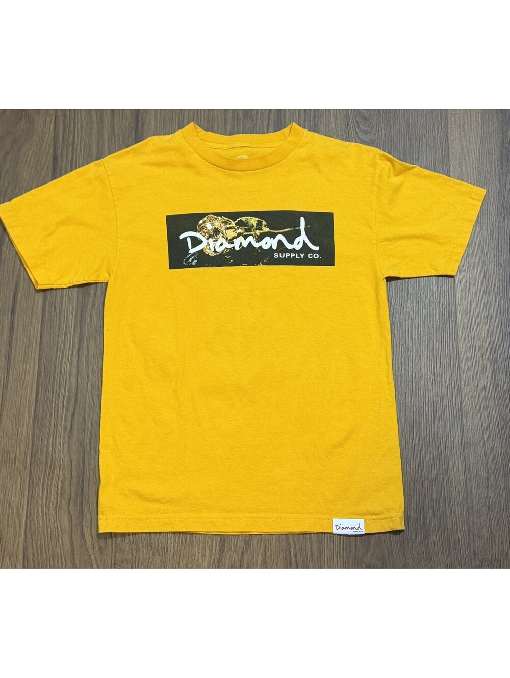 Diamond Supply Co Mens Medium Yellow Animal Box Logo Skate T Shirt #15B